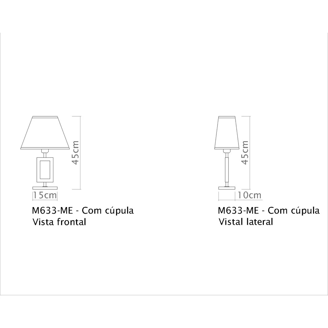 Abajur Golden Art Retângulo Alumínio 450mm 1L E27 M633PI