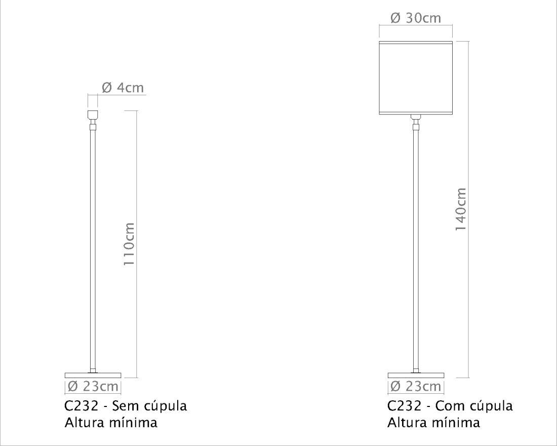 Coluna Golden Art Tayna Telescópica Base Redonda 1L E27 1300-1800mm C223PI