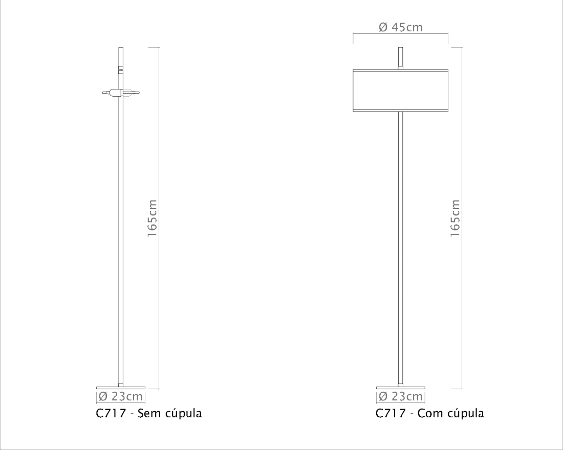 Coluna Golden Art Marriot Reta 2L E27 1650mm C717PI