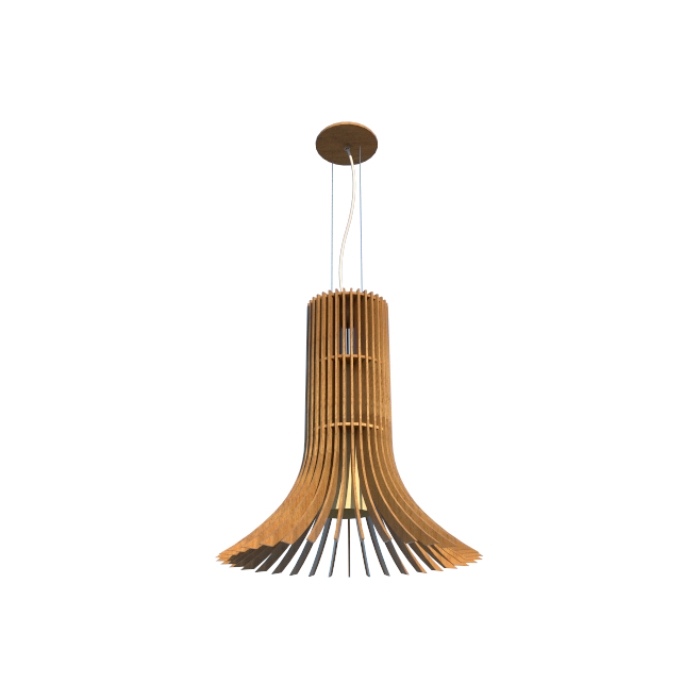 Pendente Fox Lustres Madeira Ripada 1L E27 Ø380x480mm L40