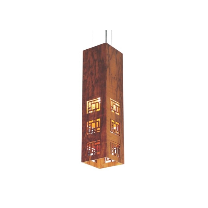 Pendente Fox Lustres Madeira Laser 1L E27 450x150x150mm L160