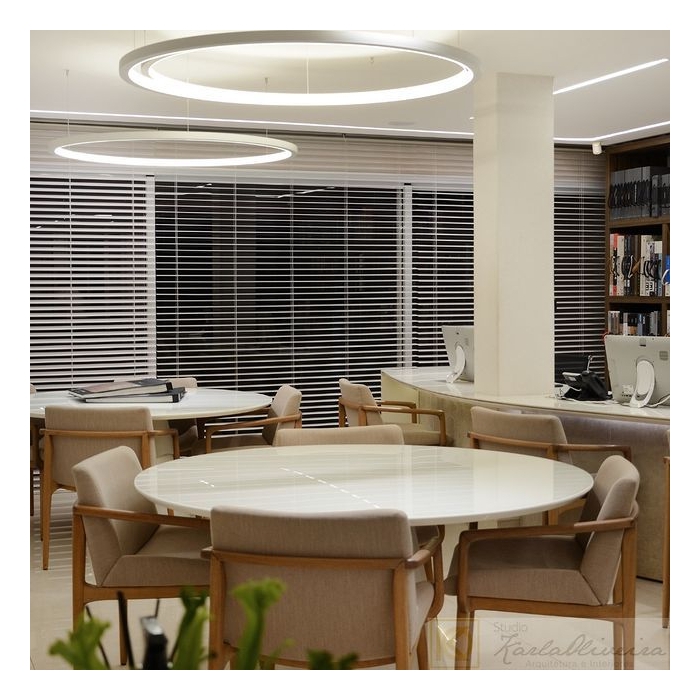 Pendente Fox Lustres Led Madeira Redondo 42 watts 3000K Ø700x40mm 861