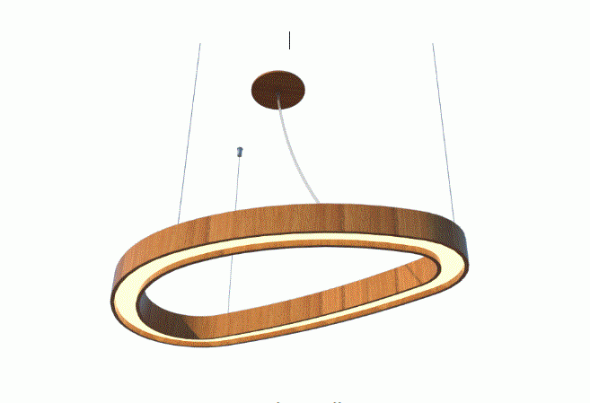 Pendente Fox Lustres Led Madeira Semi Cilíndrico 50 watts 3000K 1150x650x60mm 842