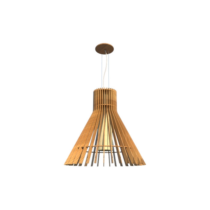 Pendente Fox Lustres Madeira Ripada 1L E27 Ø520x490mm L70