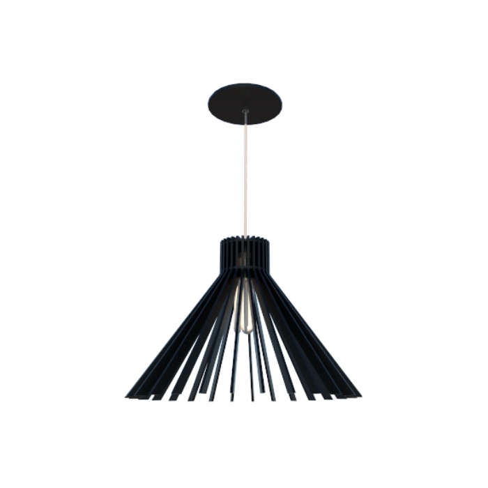 Pendente Fox Lustres Madeira Ripada 1L E27 Ø380x270mm L150