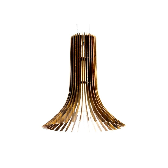 Pendente Fox Lustres Madeira Ripada 1L E27 Ø380x480mm L40