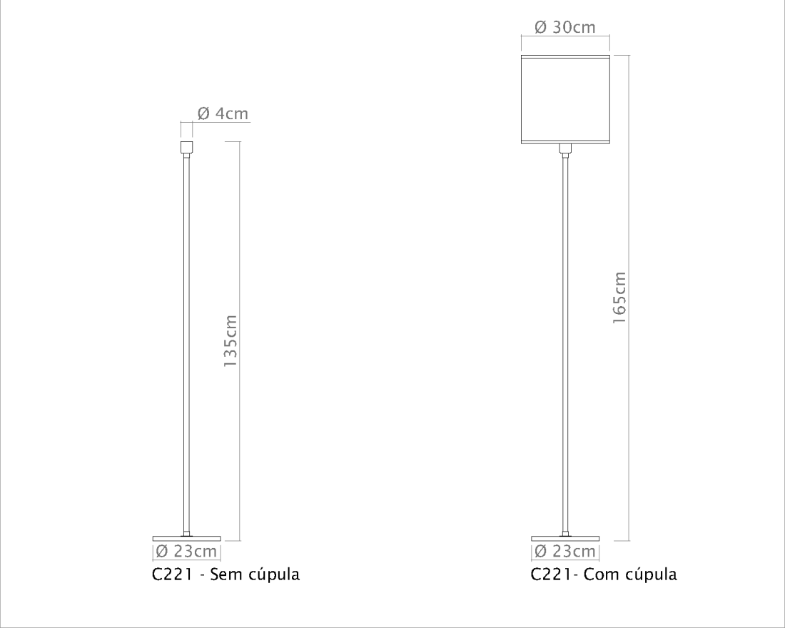 Coluna Golden Art Luana Reta Base Redonda 1L E27 1650mm C221PI