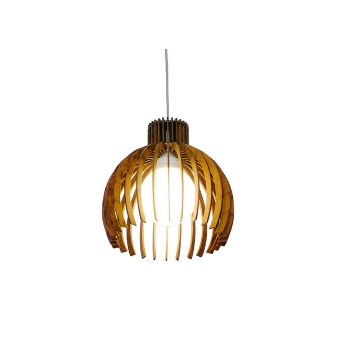 Pendente Fox Lustres Madeira Ripada 1L E27 Ø260x280mm L205