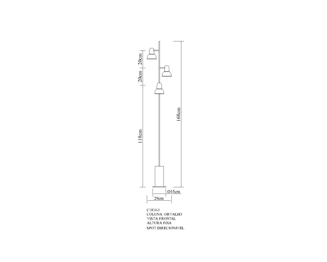 Coluna Golden Art Escriba 3L E27 1700mm C1810-3PI