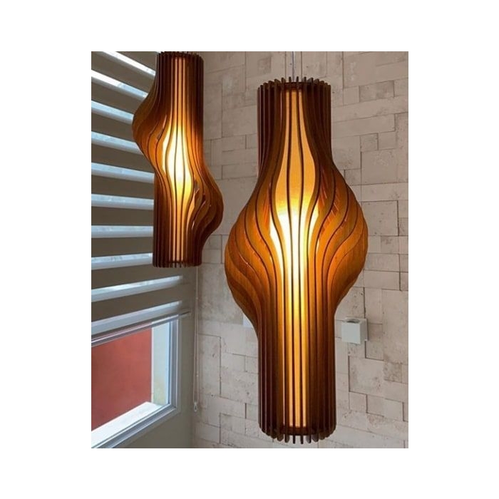 Pendente Fox Lustres Madeira Ripada 1L E27 440x280mm L130