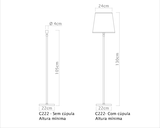Coluna Golden Art Anitta Telescópica Base Quadrada 1L E27 1300-1800mm C222PI