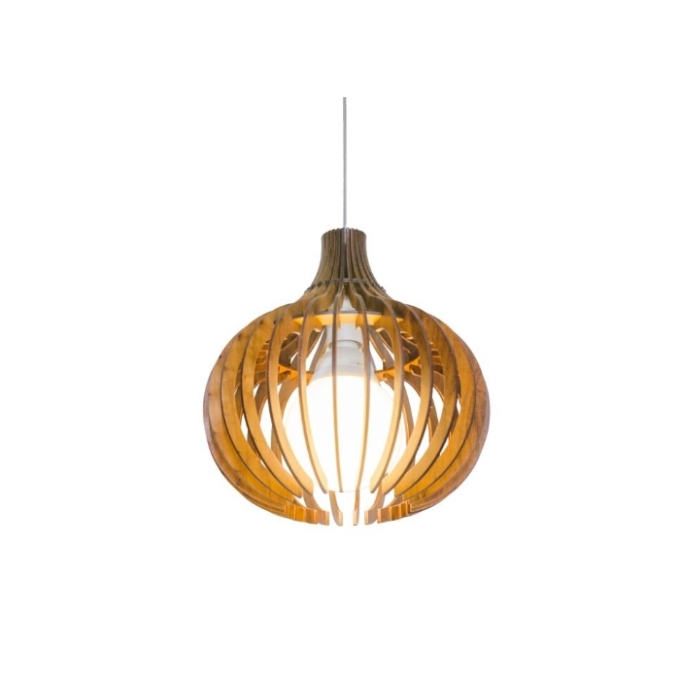 Pendente Fox Lustres Madeira Ripada 1L E27 Ø450x350mm L60