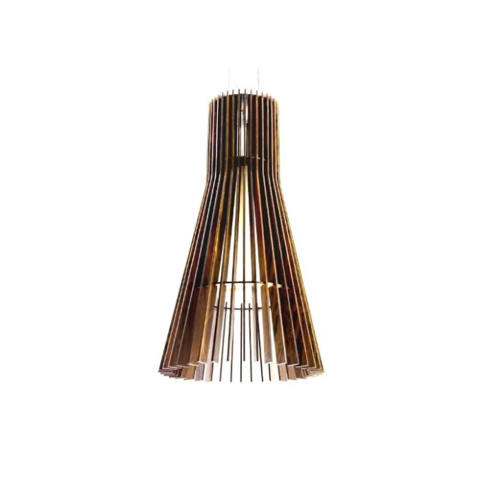 Pendente Fox Lustres Madeira Ripada 1L E27 Ø350x480mm L180