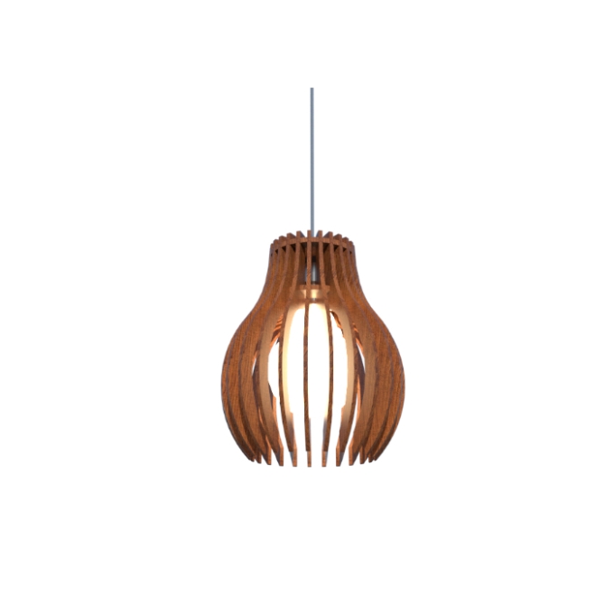 Pendente Fox Lustres Madeira Ripada 1L E27 Ø180x220mm L98