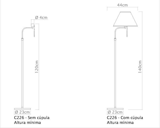 Coluna Golden Art Britner Telescópica Haste Curva 1L E27 1400-1850mm C226PI