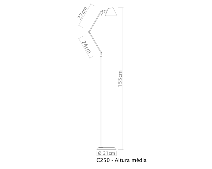 Coluna Golden Art Juliette Articulada 1L G9 1550mm C250PI