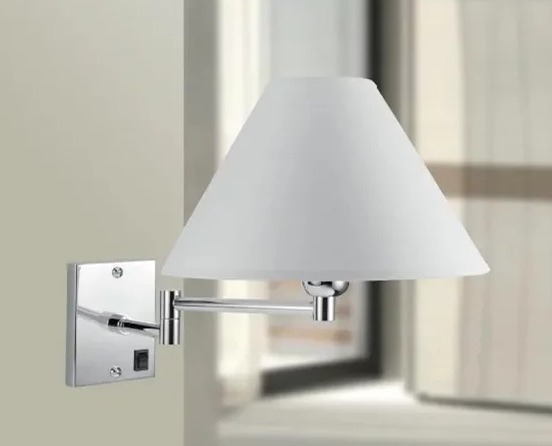 Arandela Golden Art Braço com 300mm 1 Articulação Cúpula Tecido 1L E27 300mm P334PI