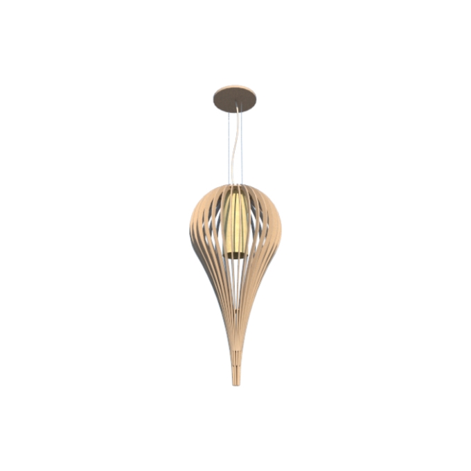 Pendente Fox Lustres Madeira Ripada 1L E27 Ø470x950mm L53