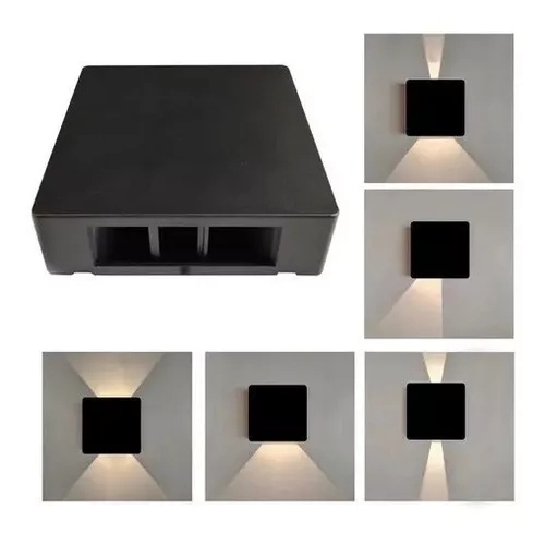 Arandela Pix Slim Quadrado Preto Facho Duplo Ajustável 3 watts 3000K 120x120x30mm 36506543
