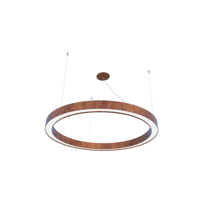 Pendente Fox Lustres Led Madeira Redondo 36 watts 3000K Ø600x70x60mm 872