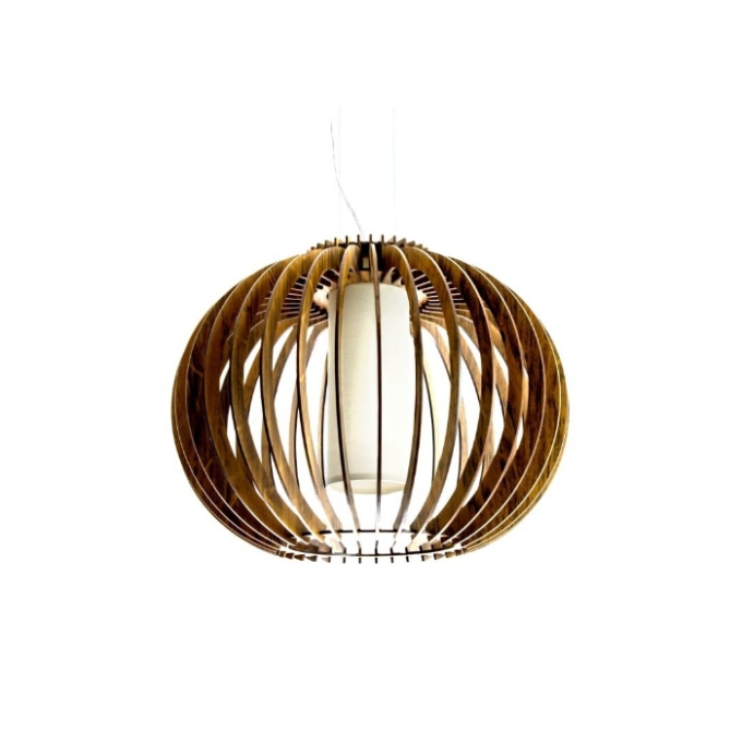 Pendente Fox Lustres Madeira Ripada 1L E27 Ø450x350mm L30