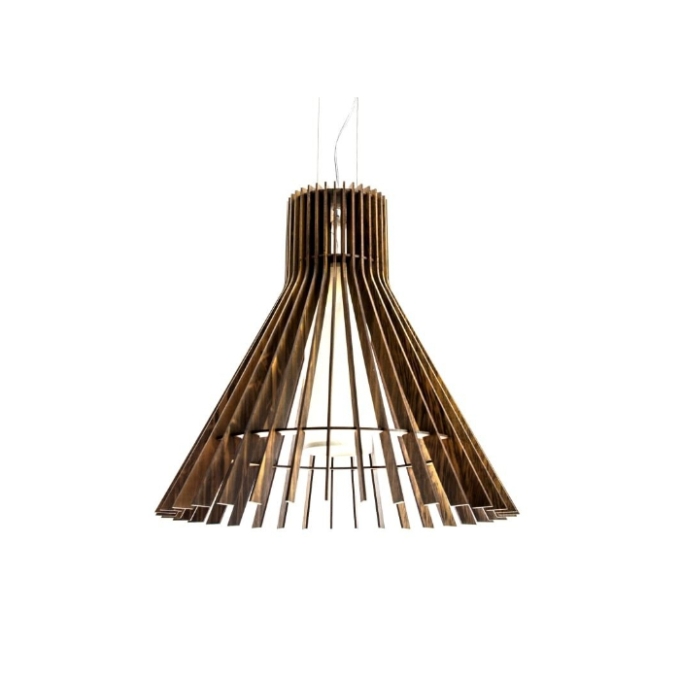 Pendente Fox Lustres Madeira Ripada 1L E27 Ø520x490mm L70