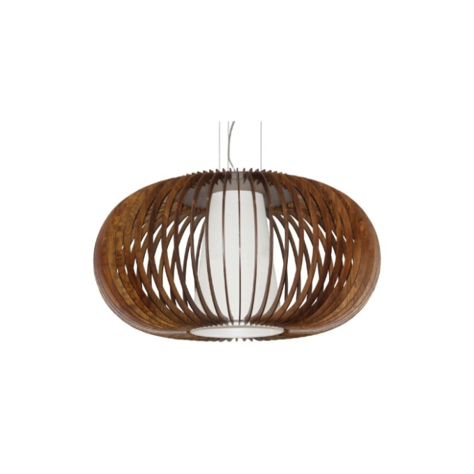Pendente Fox Lustres Madeira Ripada 1L E27 Ø500x280mm L110