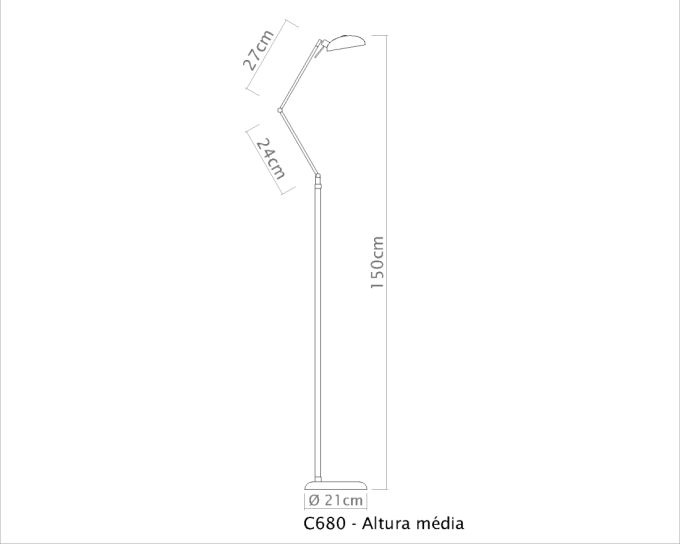 Coluna Golden Art Jully Articulada 1L G9 1500mm C680PI