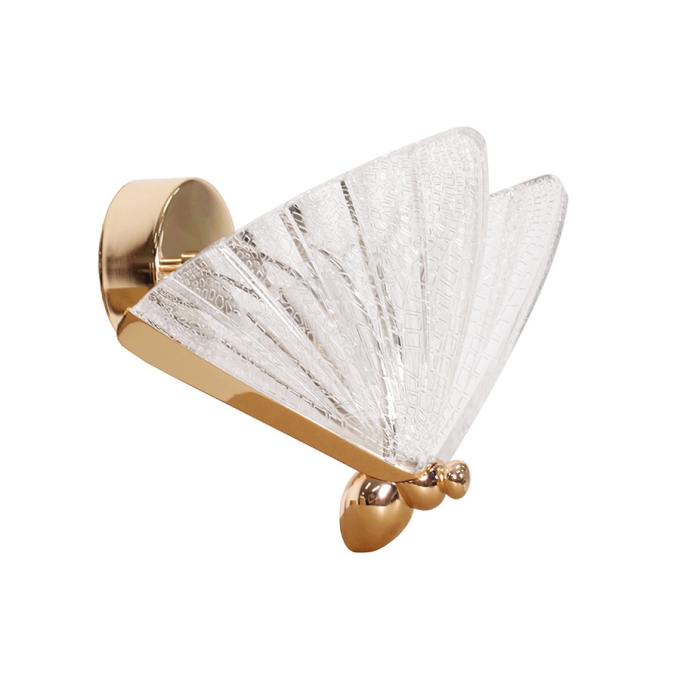 Arandela Sindora Borboleta Metal Dourado e Acrílico 6 watts 3000K 220x200mm QB05197
