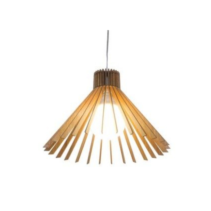 Pendente Fox Lustres Madeira Ripada 1L E27 Ø380x270mm L150