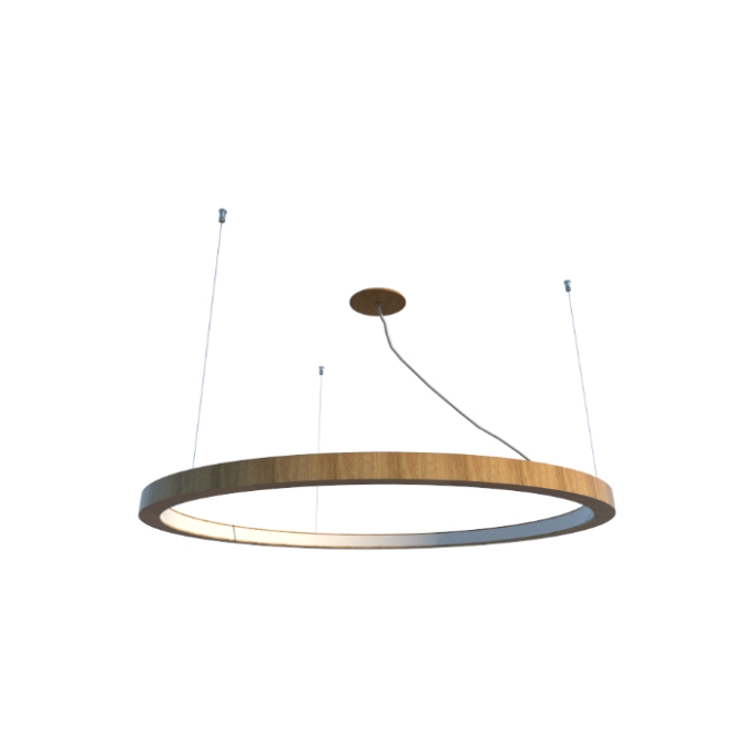 Pendente Fox Lustres Led Madeira Redondo 42 watts 3000K Ø700x40mm 861