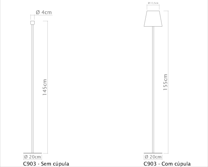Coluna Golden Art Didi 1L E27 1550mm C903PI