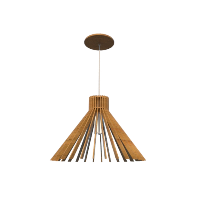 Pendente Fox Lustres Madeira Ripada 1L E27 Ø380x270mm L150