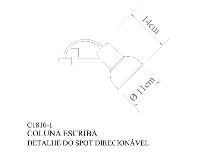 Coluna Golden Art Escriba 1L E27 1700mm C1810-1PI