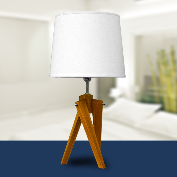 Abajur Golden Art Tripé Transversal Madeira 1L E27 620mm M750MD