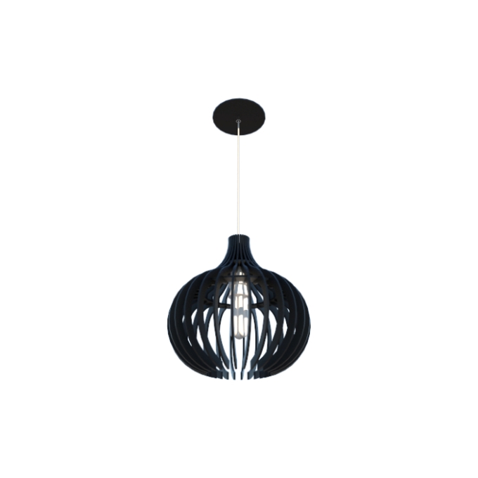 Pendente Fox Lustres Madeira Ripada 1L E27 Ø450x350mm L60