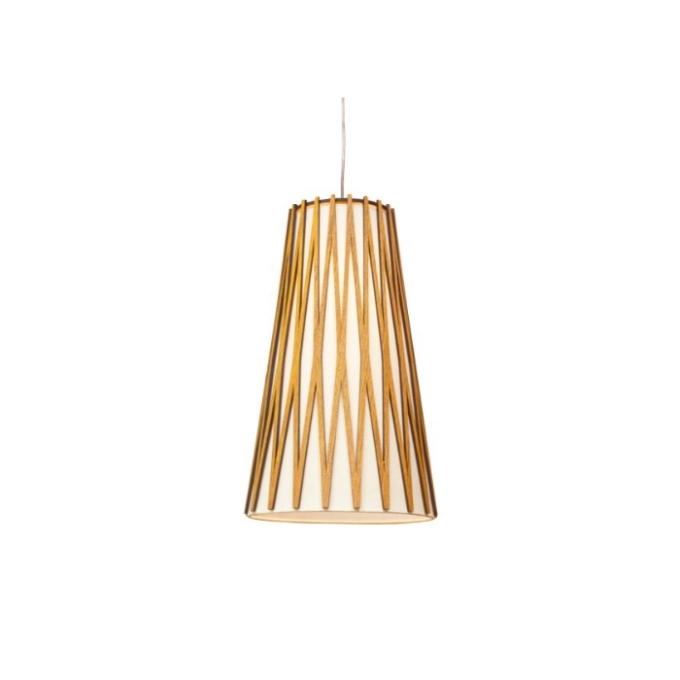 Pendente Fox Lustres Madeira Ripada 1L E27 Ø380x600mm L96