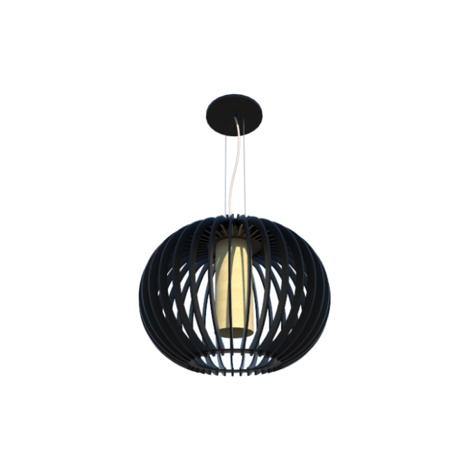 Pendente Fox Lustres Madeira Ripada 1L E27 Ø450x350mm L30