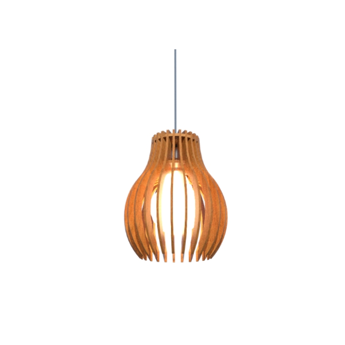 Pendente Fox Lustres Madeira Ripada 1L E27 Ø180x220mm L98