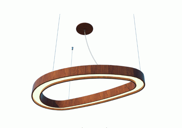 Pendente Fox Lustres Led Madeira Semi Cilíndrico 44 watts 3000K 980x560x60mm 841