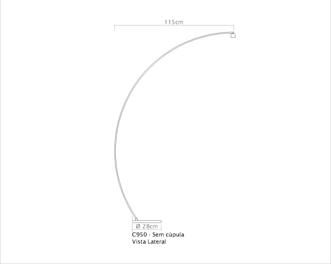 Coluna Golden Art Arco Deslocamento de 1350mm 1L E27 1850mm C950PI