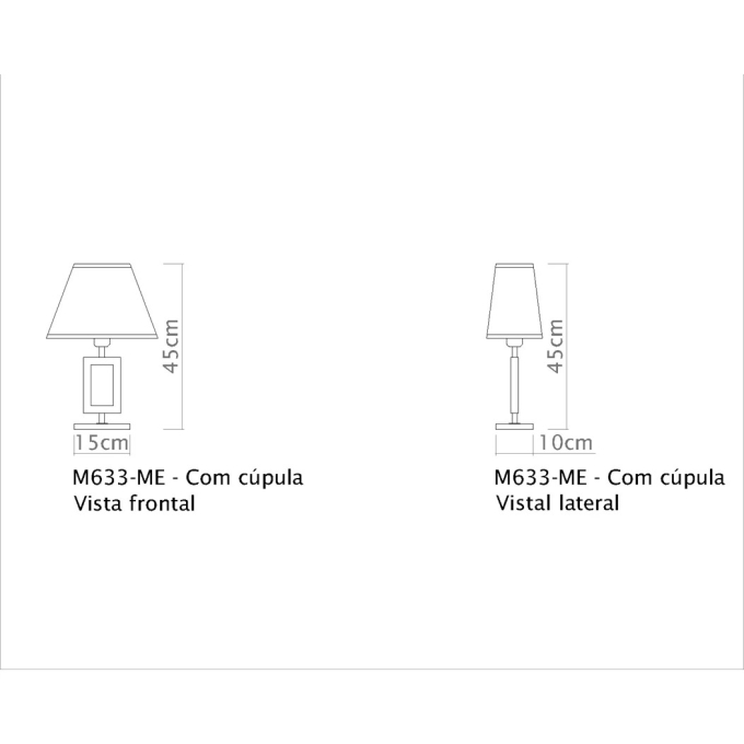 Abajur Golden Art Retângulo Alumínio 450mm 1L E27 M633PI
