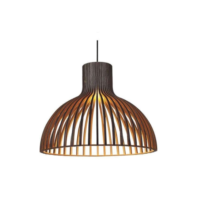 Pendente Fox Lustres Madeira Ripada 1L E27 Ø430x370mm L140
