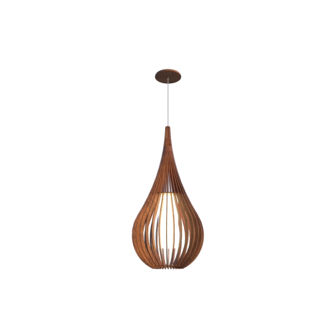 Pendente Fox Lustres Madeira Ripada 1L E27 Ø470x950mm L58