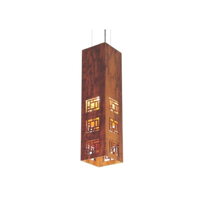 Pendente Fox Lustres Madeira Laser 1L E27 450x150x150mm L160