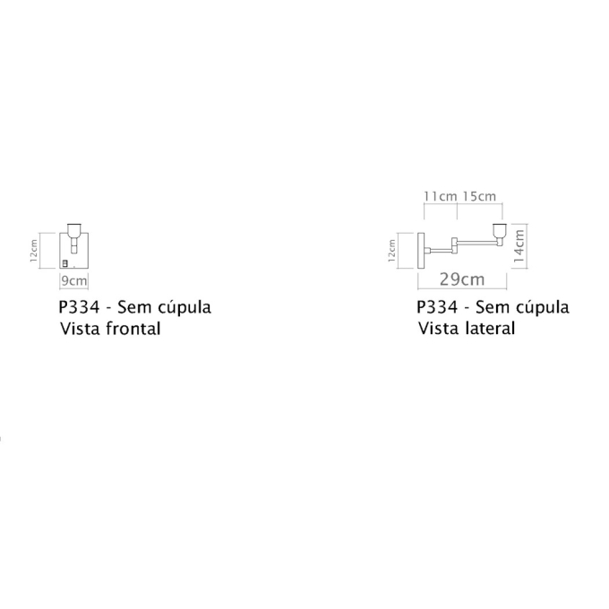 Arandela Golden Art Braço com 300mm 1 Articulação Cúpula Tecido 1L E27 300mm P334PI