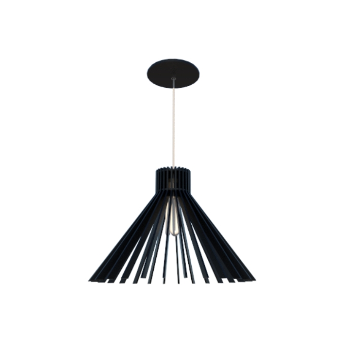 Pendente Fox Lustres Madeira Ripada 1L E27 Ø380x270mm L150