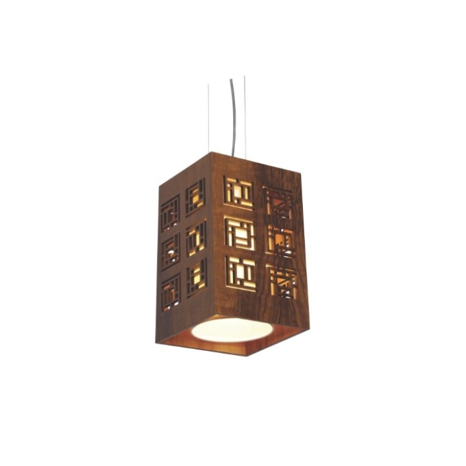 Pendente Fox Lustres Madeira Laser 1L E27 300x180x180mm L170