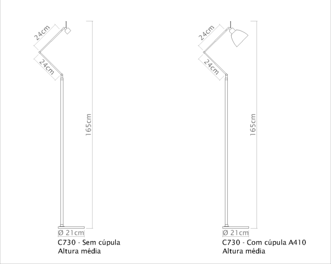 Coluna Golden Art Rebecca Articulada 1L E27 1650mm C730PI