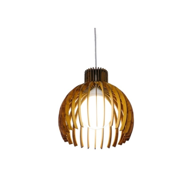 Pendente Fox Lustres Madeira Ripada 1L E27 Ø260x280mm L205